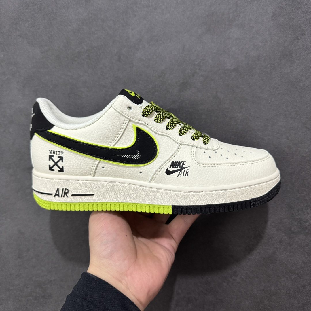 【定制版】Nike Air Force 1 \'07 Low “OFF-WHITE联名——双拼米黑绿”空军一号 低帮 运动鞋 休闲鞋 折边针车 工艺难度大 原楦头原纸板 原装鞋盒 定制五金配件 内置全掌气垫 原厂鞋底 货号：QW5836-023 尺码：36 36.5 37.5 38 38.5 39 40 40.5 41 42 42.5 43 44 44.5 45-选品中心