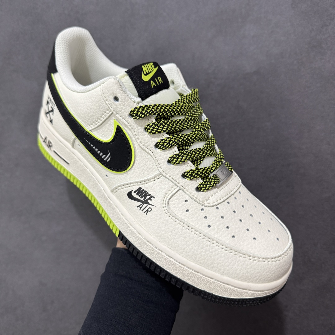 图片[3]-【定制版】Nike Air Force 1 \’07 Low “OFF-WHITE联名——双拼米黑绿”空军一号 低帮 运动鞋 休闲鞋 折边针车 工艺难度大 原楦头原纸板 原装鞋盒 定制五金配件 内置全掌气垫 原厂鞋底 货号：QW5836-023 尺码：36 36.5 37.5 38 38.5 39 40 40.5 41 42 42.5 43 44 44.5 45-选品中心
