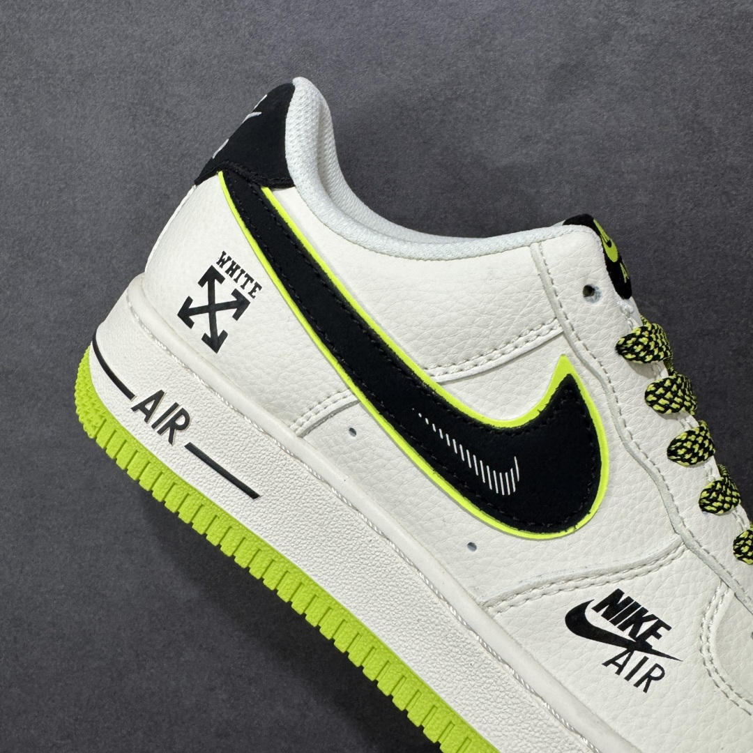 图片[6]-【定制版】Nike Air Force 1 \’07 Low “OFF-WHITE联名——双拼米黑绿”空军一号 低帮 运动鞋 休闲鞋 折边针车 工艺难度大 原楦头原纸板 原装鞋盒 定制五金配件 内置全掌气垫 原厂鞋底 货号：QW5836-023 尺码：36 36.5 37.5 38 38.5 39 40 40.5 41 42 42.5 43 44 44.5 45-选品中心