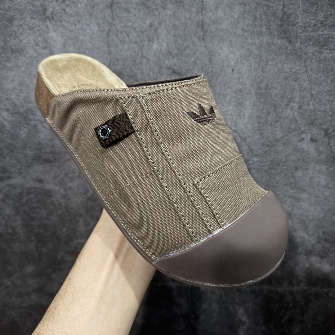 图片[3]-【神版】adidas originals Adimule 阿迪勃肯 帆布棕色 舒适百搭 防磨包头一脚蹬拖鞋 货号：JP9189 尺码：35.5-45半码-选品中心