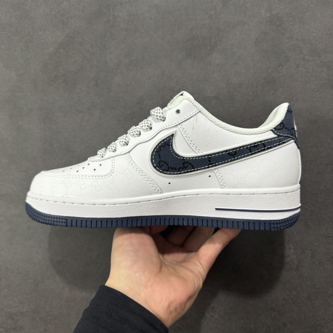 图片[2]-【定制版】NIke Air Force 1 \’07 Low “古驰联名-牛仔蓝印花”空军一号 低帮 运动鞋 休闲鞋 折边针车 工艺难度大 原楦头原纸板 原装鞋盒 定制五金配件 内置全掌气垫 原厂鞋底 货号：XX3168-196 尺码：36-45（半） 编码：HXSB310320-选品中心