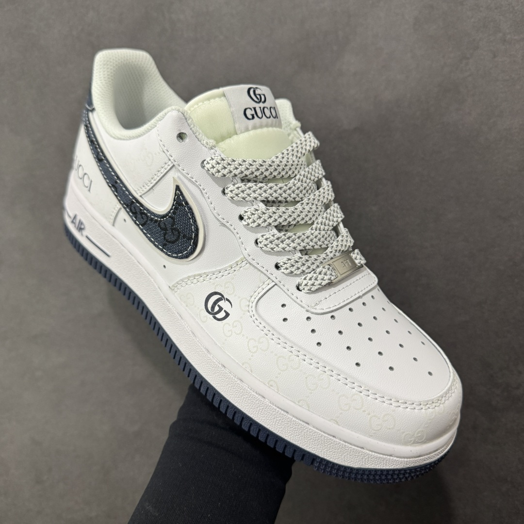 图片[3]-【定制版】NIke Air Force 1 \’07 Low “古驰联名-牛仔蓝印花”空军一号 低帮 运动鞋 休闲鞋 折边针车 工艺难度大 原楦头原纸板 原装鞋盒 定制五金配件 内置全掌气垫 原厂鞋底 货号：XX3168-196 尺码：36-45（半） 编码：HXSB310320-选品中心