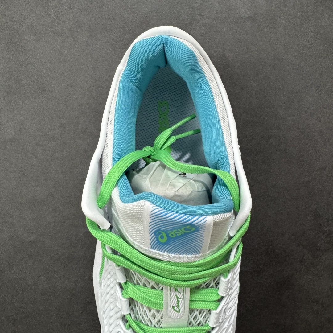 图片[7]-【公司级】Asics Court FF 3 织物合成革 防滑耐磨透气 低帮 网球鞋 COURT FF 3鞋面采用PU支撑裁片，提供了横向和纵向移动的灵活性的同时提升了足部移动时的稳定性；袜套式鞋口设计，提供很好的包裹性；分离式中足稳定片，改善扭转刚度，增加制动力和推进力；分离式后掌，增大触地面积之余，能够减少滑步耗时，降低身体负荷。 货号：1041A370-103 尺码：36-47 含半码 编码：FSB270280-选品中心