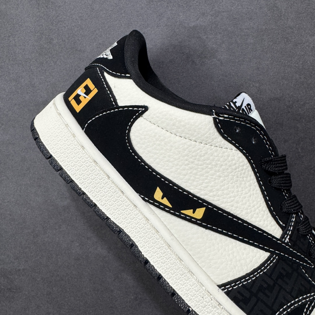 图片[6]-【定制版】Travis Scott x Jordan 1 Low “芬迪联名——字母米黑黄” 高端定制 乔丹倒勾低帮休闲板鞋 大厂纯原品质出货 纯正版型 定制鞋盒 皮料切割干净无任何毛边 细节完美 超高清洁度 货号：DD7866-110 尺码：36 36.5 37.5 38 38.5 39 40 40.5 41 42 42.5 43 44 44.5 45-选品中心
