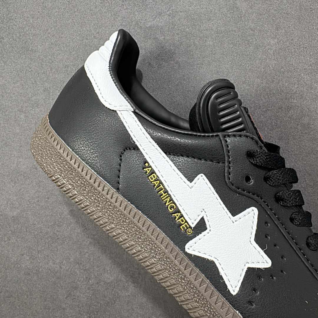 图片[6]-【公司级】潮流鼻祖回归,日本里原宿潮流品牌-A Bathing Ape安逸猿Bape x Adidas Originals Samba OG\”BAPE\”桑巴舞系列绅士德训足球风百搭低帮休闲运动板鞋“联名黑白猿人头鸳鸯” 采用软质荔枝纹纤维革鞋面材质#内搭海玻璃鞋垫#外置RB耐磨防滑橡胶大底❗️ 货号：JR9246 尺码：36-45 编码：XSB200210-选品中心