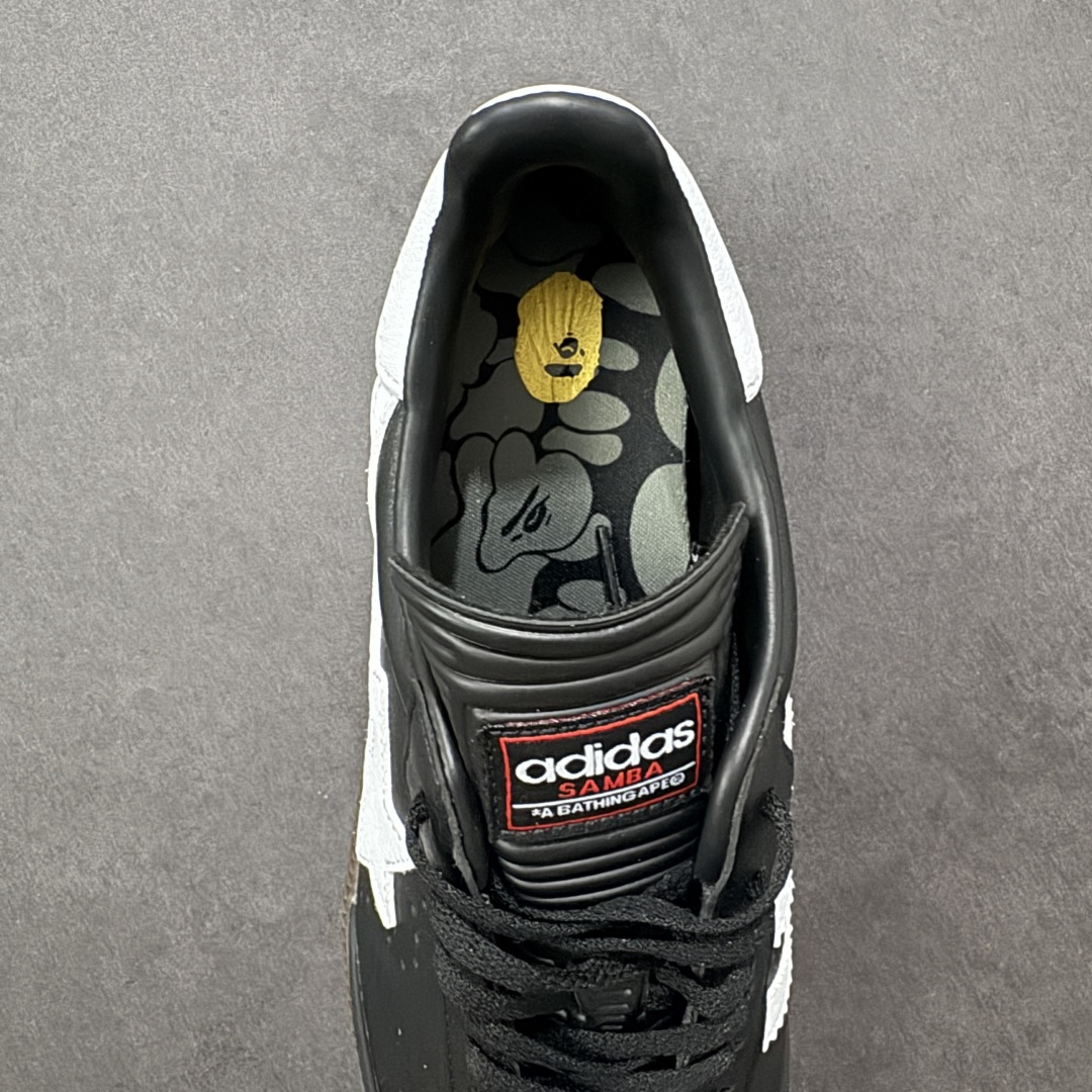 图片[7]-【公司级】潮流鼻祖回归,日本里原宿潮流品牌-A Bathing Ape安逸猿Bape x Adidas Originals Samba OG\”BAPE\”桑巴舞系列绅士德训足球风百搭低帮休闲运动板鞋“联名黑白猿人头鸳鸯” 采用软质荔枝纹纤维革鞋面材质#内搭海玻璃鞋垫#外置RB耐磨防滑橡胶大底❗️ 货号：JR9246 尺码：36-45 编码：XSB200210-选品中心