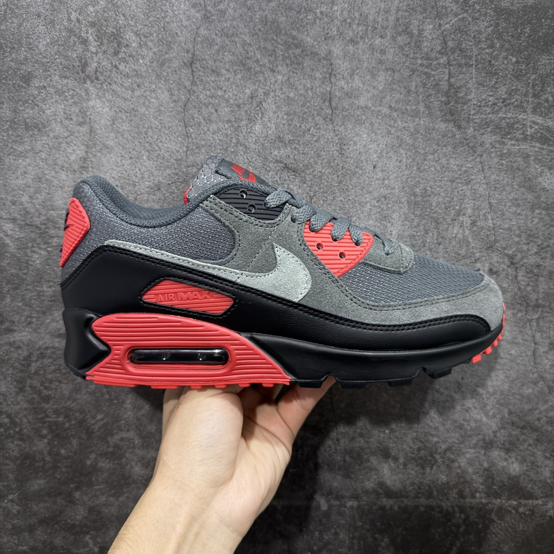 【顶级芯片版】Nike Air Max 90 舒适 复古 合成革减震防滑透气 低帮 休闲跑步鞋 黑灰红 DM0029-007 鞋舌标可扫码 海外欧州过验版 原纸版原楦头 顶级90款问市 开发数月 原版开发 多道QC质检 鞋型完美复刻 原厂级别工艺 正确色卡 正确气垫蓝光 正确大底 独家私模 采用进口头层牛皮拼接 定位高端市场 行业标杆工艺 尺码：40 40.5 41 42 42.5 43 44 44.5 45 46-选品中心