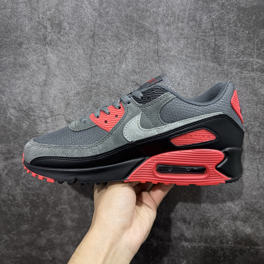 图片[2]-【顶级芯片版】Nike Air Max 90 舒适 复古 合成革减震防滑透气 低帮 休闲跑步鞋 黑灰红 DM0029-007 鞋舌标可扫码 海外欧州过验版 原纸版原楦头 顶级90款问市 开发数月 原版开发 多道QC质检 鞋型完美复刻 原厂级别工艺 正确色卡 正确气垫蓝光 正确大底 独家私模 采用进口头层牛皮拼接 定位高端市场 行业标杆工艺 尺码：40 40.5 41 42 42.5 43 44 44.5 45 46-选品中心