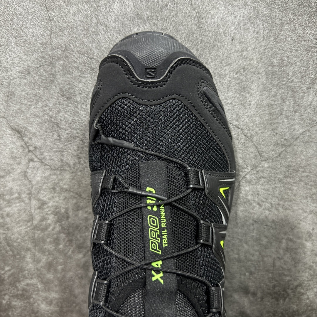 图片[5]-【666版本】SALOMON 萨洛蒙 XA PRO 3D 户外运动 网布减震防滑透气 低帮跑步鞋 男女同款 黑绿 474779 全新品质 巅峰之作 所有配色均购物原版拆解1：1开发 原材料打造 非市场公版便宜货 私模大底 清洁度比市场所有版本都高 全套原纸板楦头开发 原厂网布配套 确保原汁原味 完美呈现版型 原档数据独家私模五层组合大底 男女鞋同步官方开发至46 原装Ortholite轻量化鞋垫 中底布带钢印编号 原厂TPU锁扣 进口港宝加持 后跟自然饱满 还原公司包裹性 鞋面采用SENSIFT贴合技术 全方位贴合包裹脚型 鞋跟部鞋底牵引设计 提供强大的抓地性能 更适应野外崎岖不平的道路 其3D ADVANCED CHASSIS底盘 材料轻量大化 钉齿设计更具稳定性 防护性 鞋底易磨损区运用CONTAGRIP高耐磨材料 应对城市硬质路面长距离跑考验 尺码：36 36.5 37.5 38 38.5 39 40 40.5 41 42 42.5 43 44 45 46-选品中心