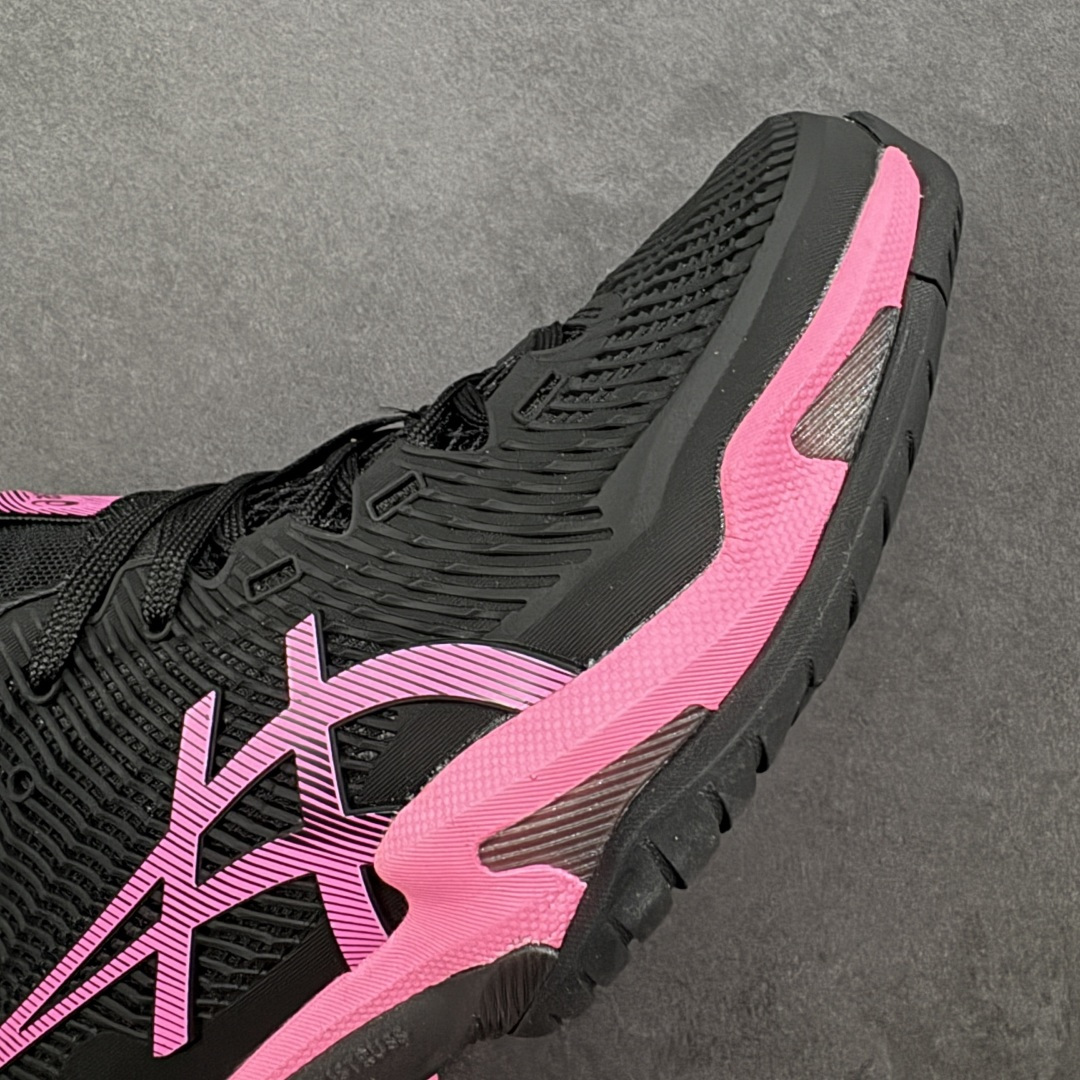 图片[5]-【公司级】Asics Court FF 3 织物合成革 防滑耐磨透气 低帮 网球鞋 COURT FF 3鞋面采用PU支撑裁片，提供了横向和纵向移动的灵活性的同时提升了足部移动时的稳定性；袜套式鞋口设计，提供很好的包裹性；分离式中足稳定片，改善扭转刚度，增加制动力和推进力；分离式后掌，增大触地面积之余，能够减少滑步耗时，降低身体负荷。 货号：1041A370-001 尺码：36-47 含半码 编码：FSB270280-选品中心