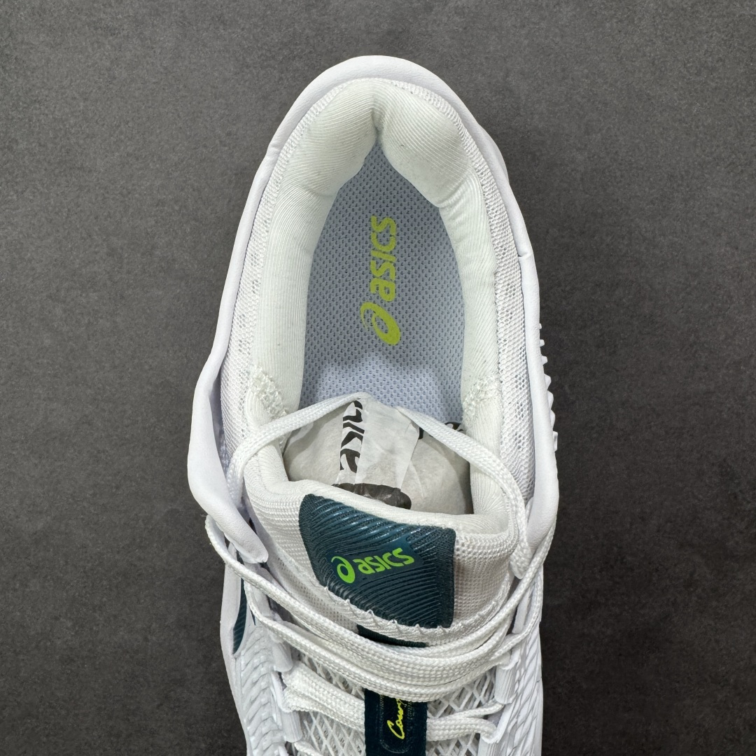 图片[7]-【公司级】Asics Court FF 3 织物合成革 防滑耐磨透气 低帮 网球鞋 COURT FF 3鞋面采用PU支撑裁片，提供了横向和纵向移动的灵活性的同时提升了足部移动时的稳定性；袜套式鞋口设计，提供很好的包裹性；分离式中足稳定片，改善扭转刚度，增加制动力和推进力；分离式后掌，增大触地面积之余，能够减少滑步耗时，降低身体负荷。 货号：1041A370-101 尺码：36-47 含半码 编码：FSB270280-选品中心