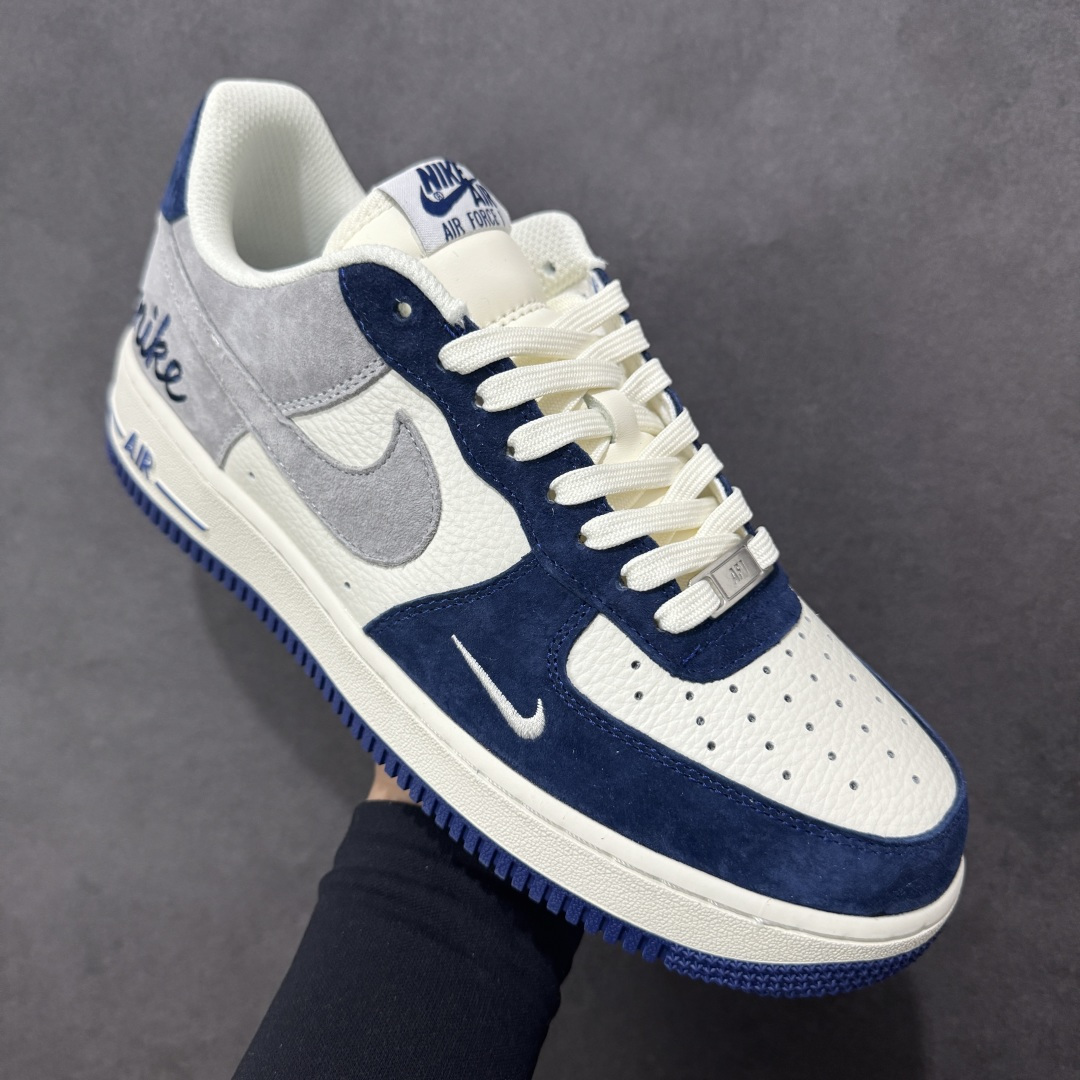 图片[3]-【定制版】Nike Air Force 1\’07 Low 白灰蓝拼接 空军一号低帮休闲板鞋 HM3703-161  #原楦头原纸板 高端定制鞋盒 原厂鞋底 超高清洁度 细节完美  尺码：36 36.5 37.5 38 38.5 39 40 40.5 41 42 42.5 43 44 44.5 45-选品中心