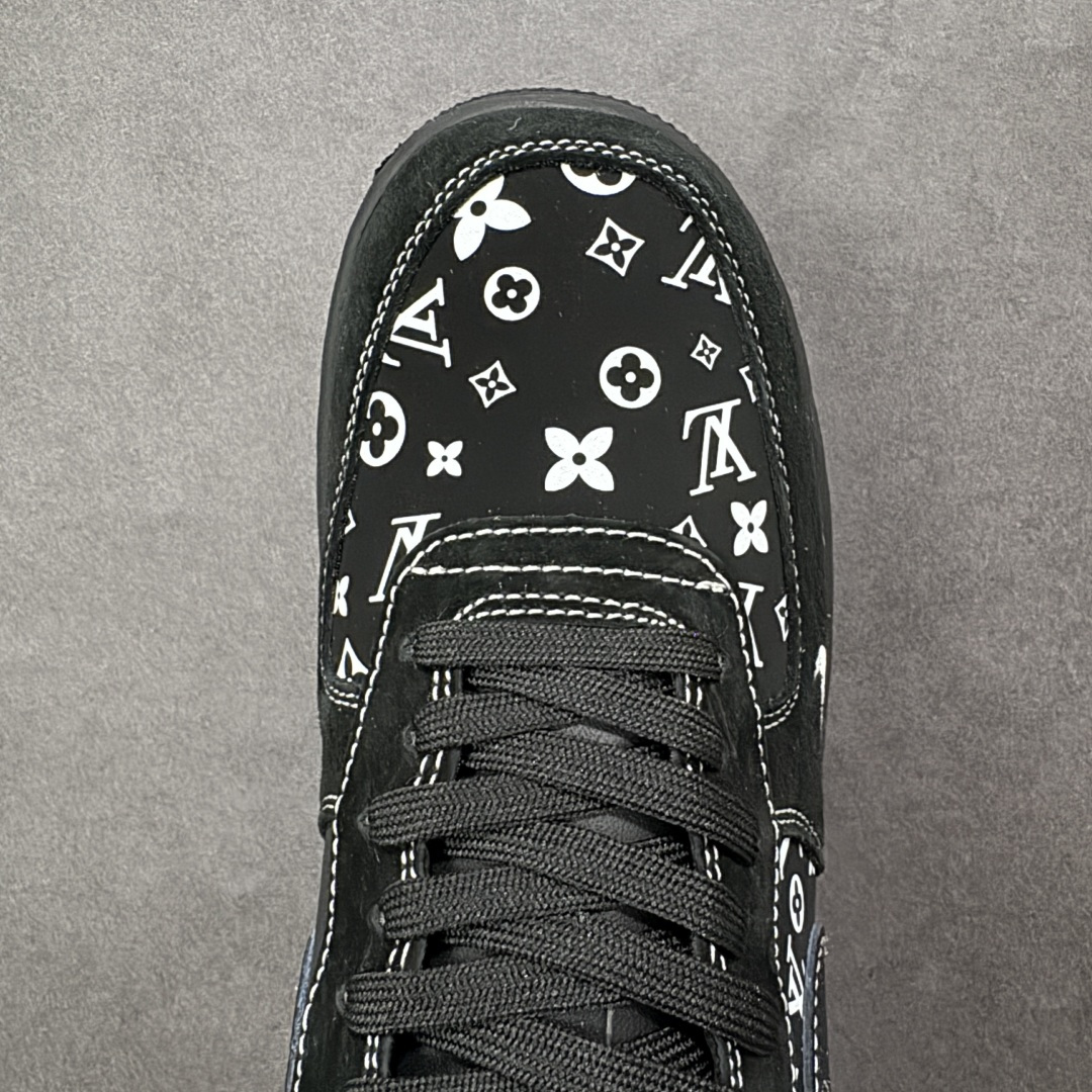 图片[8]-【定制版】Nike Air Force 1\’07 Low LV联名 黑色 空军一号低帮休闲板鞋  #全黑鞋身打底，满印的LV经典老花与标志性LV字母图腾错落交织，黑白撞色打破沉闷，小勾标细节暗藏巧思，Air气垫大底延续AF1的舒适脚感。 货号：SS1979-001  尺码：36 36.5 37.5 38 38.5 39 40 40.5 41 42 42.5 43 44 44.5 45-选品中心
