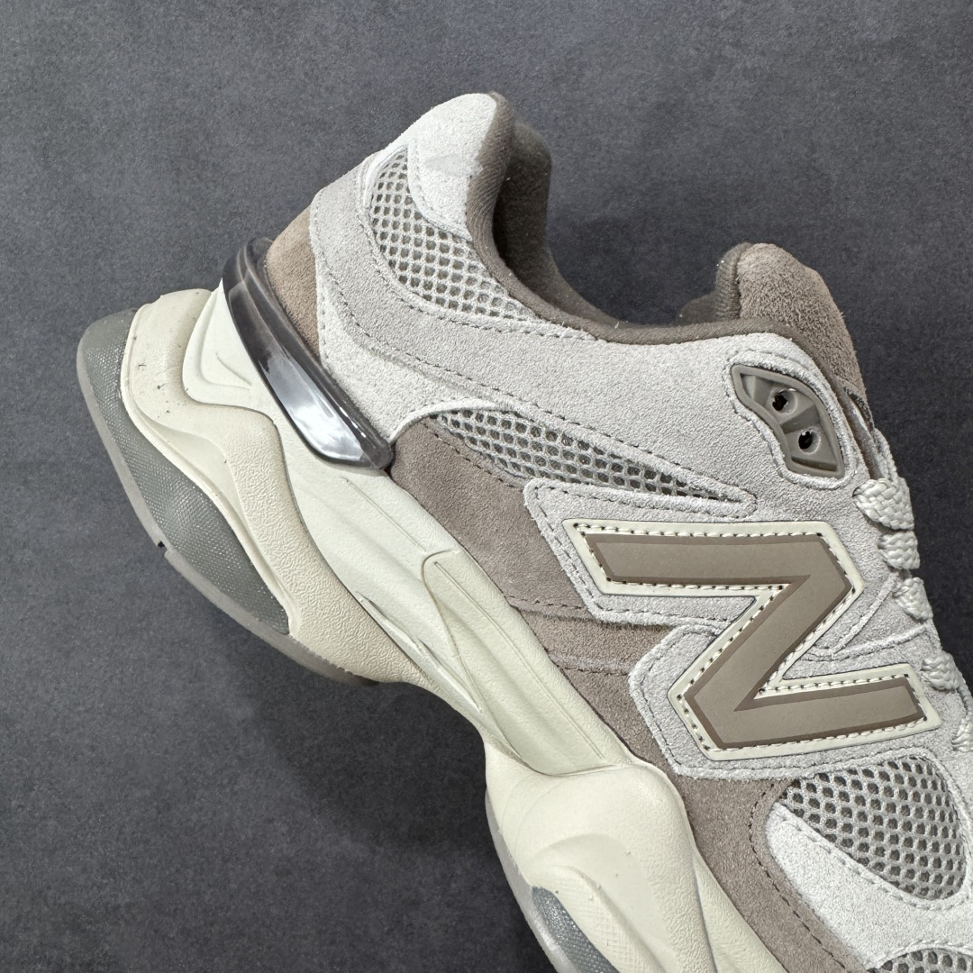 图片[6]-【公司级】全新NB新百伦New Balance 9060系列复古百搭老爹风小象蹄休闲运动跑步鞋 鞋面使用了米色网格做为主要材料，同时在开有多个大面积的孔洞设计，并且使用透气性十分不错的网眼布填充，使鞋面整体强度及透气性能提升，两侧的\”N\”字Logo略有不同，外侧选用了选用了棕色3M反光皮革打造，内侧则是翻毛皮与麂皮拼接组合而成，鞋舌同样选用了网眼布与麂皮的组合，后跟上加入了TPUx稳定模块装饰，提升稳定性，中底为加厚加宽设计，并且又是前后掌分离式设计，对脚部起到了一定支撑性，，增加了鞋款的s复古感，橡胶大底以灰色来呈现。 货号：U9060ERC 尺码：36 37 37.5 38 38.5 39.5 40 40.5 41.5 42 42.5 43 44 44.5 45 编码：XSB260270-选品中心