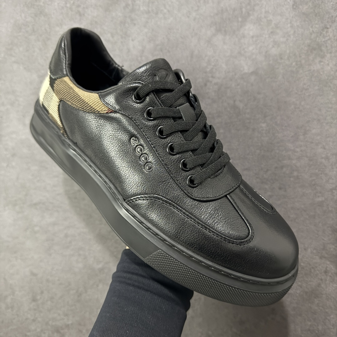 图片[3]-【广东纯原版本】Ecco 爱步街头趣闯系列 格子布拼接百搭简约时尚休闲板鞋 #牛皮鞋面 纹理自然 细腻柔软 鞋面防泼水薄膜 给你贴心保护 PU中底，橡胶大底 抓地力强 具有良好的防滑耐磨性 休闲百搭 简约利落 货号：596534-01001 尺码：38 39 40 41 42 43 44 皮鞋码-选品中心