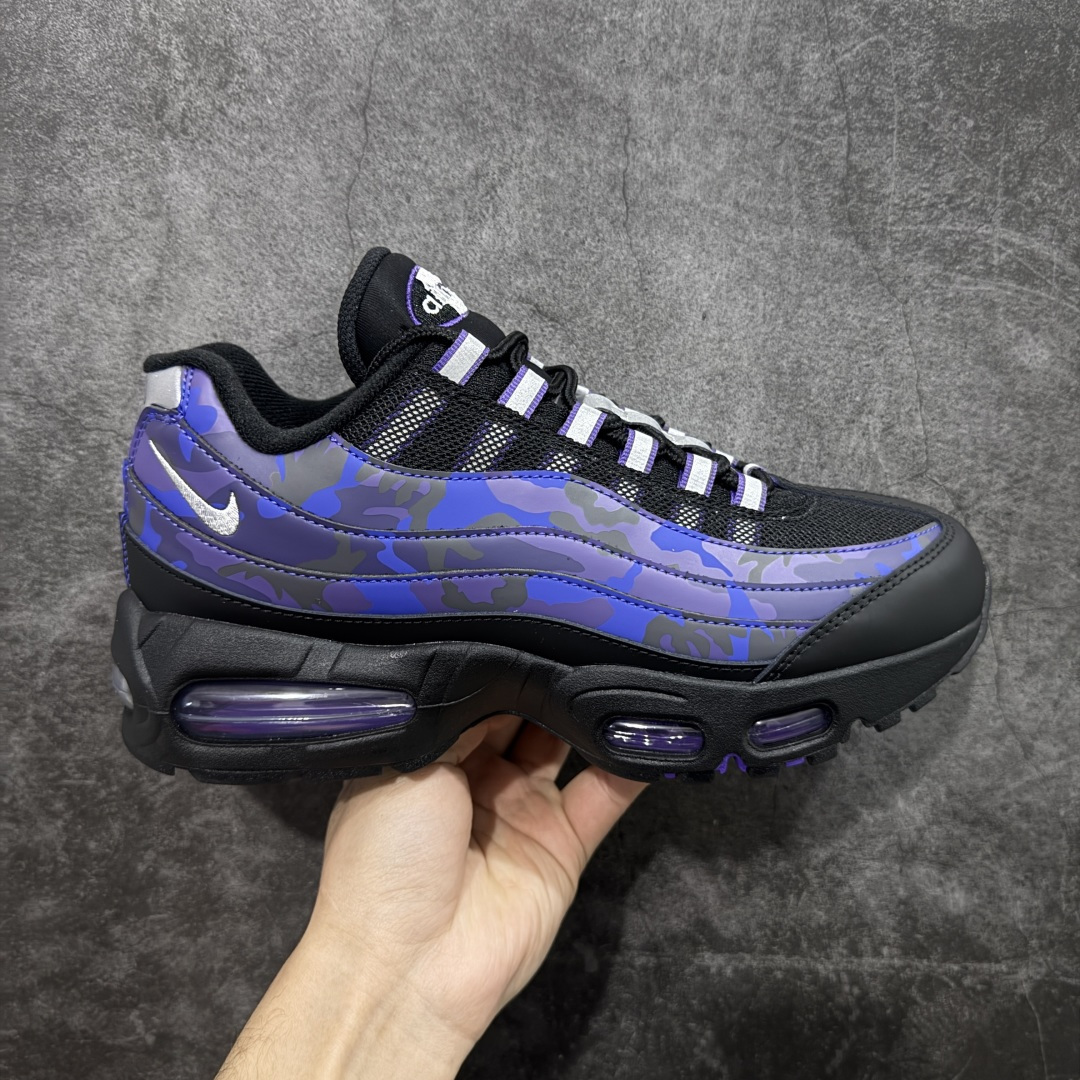 【GX绿x版本】Nike Air Max 95 复古减震气垫跑鞋 迷彩黑紫 货号HQ1973-500 外贸顶级专供 全部配色原鞋原尺码开发生产 极致还原 一眼ZP既视感  尺码：40 40.5 41 42 42.5 43 44 44.5 45 45.5 46 47.5 48.5-选品中心