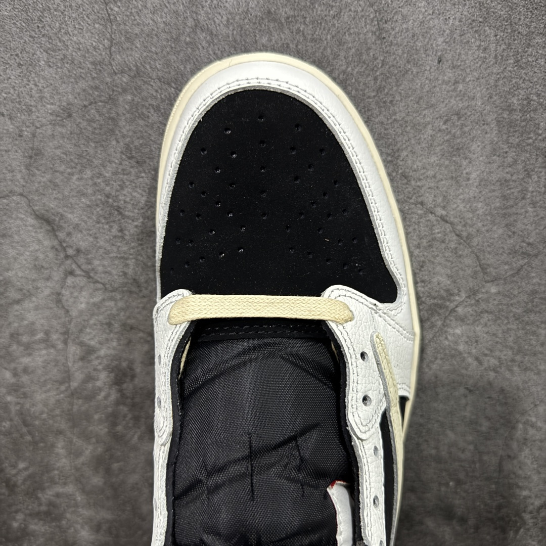 图片[5]-【原厂版】Air Jordan 1 x Travis Scott AJ1 x TS联名白黑倒钩低帮 XZ6868-001 超级强悍品质 可对比市场各大纯原版本 专业aj大厂出品 对细节的把控毋庸置疑 材料也是用最接近原鞋的头层皮料 所有地方都没有做到减配 原厂鞋楦打造完美鞋型 整体鞋型以及后跟做的弧度做的非常好 鞋带为原厂打蜡鞋带 粗细程度同步原鞋 裁片清洁度到位 无明显瑕疵毛边 免修产品 正确针车 该重针 该有尖角的地方都有做到 鞋价格非常香 转手可闭眼卖高价 到手各位就知道货有多好 绝对秒杀一切同价格货品 尺码：40-47.5-选品中心