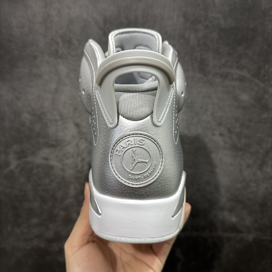 图片[4]-【XP纯原】PSG x Jordan Air Jordan 6 PSG 2026 液态银 XP纯原生产线出品 市售天花板品质出货 国内一线头部大厂知名厂牌同源出品 顶级工艺打造 原鞋开发 原厂冲刀皮料切割 原楦原模开发打造 经典乔6漏斗腰线 非市面所谓\”纯原\”直筒腰 货号：IQ5135-001 尺码：40 40.5 41 42 42.5 43 44 44.5 45 45.5 46 47.5-选品中心