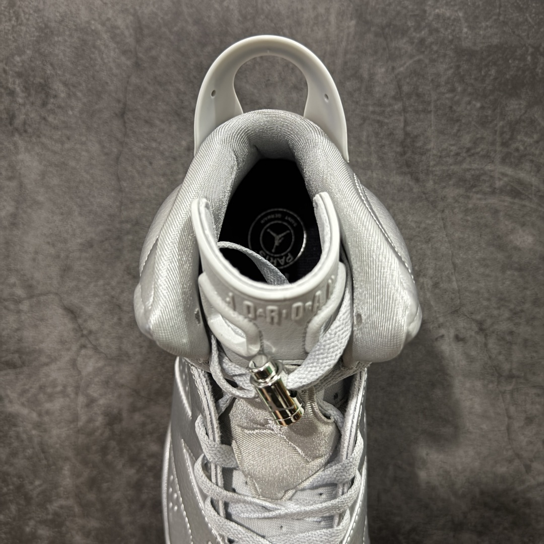 图片[8]-【XP纯原】PSG x Jordan Air Jordan 6 PSG 2026 液态银 XP纯原生产线出品 市售天花板品质出货 国内一线头部大厂知名厂牌同源出品 顶级工艺打造 原鞋开发 原厂冲刀皮料切割 原楦原模开发打造 经典乔6漏斗腰线 非市面所谓\”纯原\”直筒腰 货号：IQ5135-001 尺码：40 40.5 41 42 42.5 43 44 44.5 45 45.5 46 47.5-选品中心