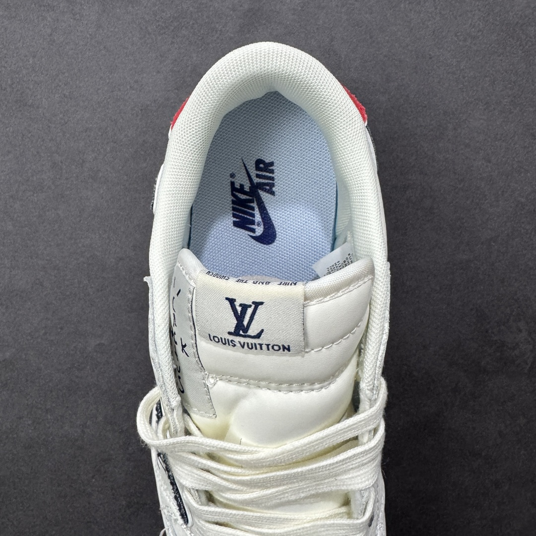 图片[7]-【定制版】Nike Jordan Air Jordan倒勾 “ LV联名——蓝红牛仔勾” 高端定制 低帮 复古 减震 防滑 耐磨 篮球鞋 定制鞋盒 大厂纯原品质出货 超高清洁度 皮料切割干净无任何毛边 细节完美 货号：JW1188-168 尺码： 36 36.5 37.5 38 38.5 39 40 40.5 41 42 42.5 43 44 44.5 45-选品中心