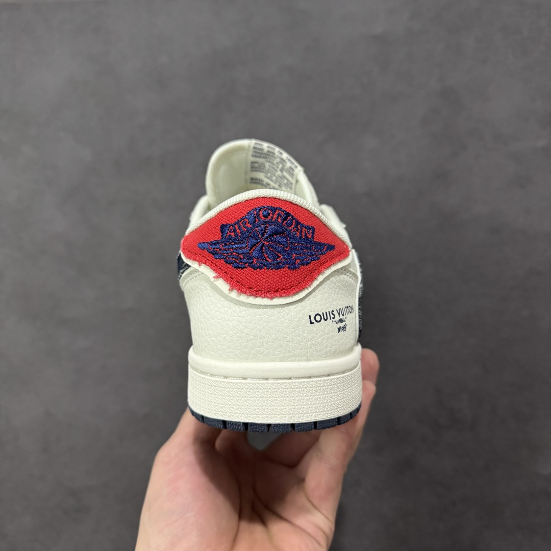 图片[4]-【定制版】Nike Jordan Air Jordan倒勾 “ LV联名——蓝红牛仔勾” 高端定制 低帮 复古 减震 防滑 耐磨 篮球鞋 定制鞋盒 大厂纯原品质出货 超高清洁度 皮料切割干净无任何毛边 细节完美 货号：JW1188-168 尺码： 36 36.5 37.5 38 38.5 39 40 40.5 41 42 42.5 43 44 44.5 45-选品中心