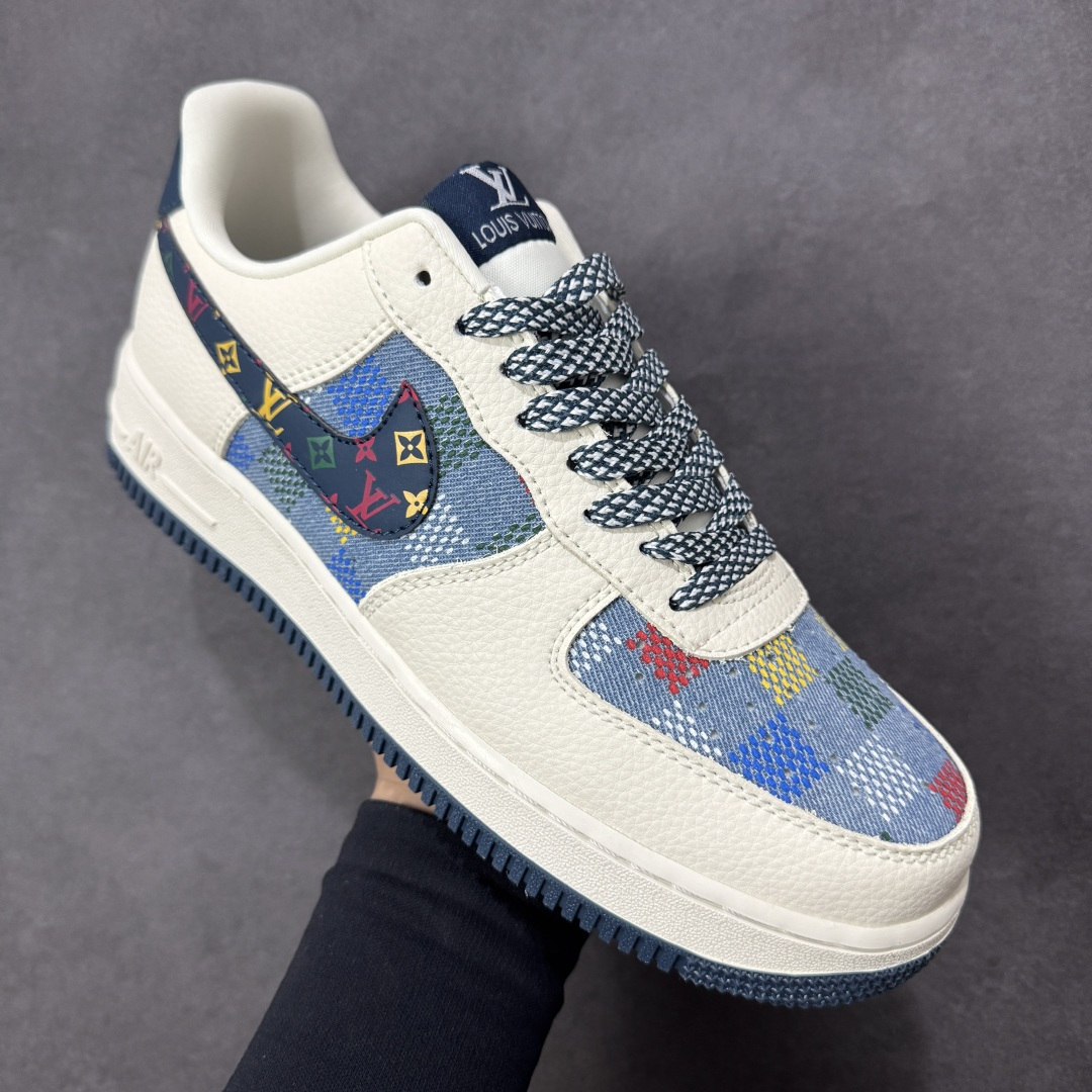 图片[3]-【定制版】公司级Nike Air Force 1 \’07 Low “LV联名——米蓝彩色印花”空军一号 高端定制 低帮 运动鞋 休闲鞋 折边针车 工艺难度大 原楦头原纸板 原装鞋盒 定制五金配件 内置全掌气垫 原厂鞋底 货号：LD1999-005 尺码：36 36.5 37.5 38 38.5 39 40 40.5 41 42 42.5 43 44 44.5 45 编码：HXSB310320-选品中心