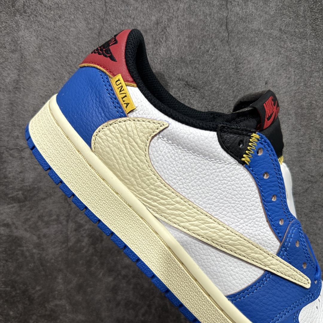图片[7]-【DG2.0纯原】Union LA x Fragment Design x Air Jordan AJ1 Low OG SP 藤原浩三方联名四色拼接 TS联名倒钩低帮 蓝红白 DM7866-111 圈内最强倒钩系列 高端零售特供批次 产品品控稳定性领先行业 各方面均可对飙L版 良心定价不杀猪 SZ原厂全套原楦原纸板冲刀磨具开发 原厂皮料加持 原厂港宝加持定型后跟R度完美 同源原厂电绣 鬼脸飞翼针数密度立体效果一致 百分百一致原鞋 原厂拉帮工艺 针距密度一致 后跟弧度收口自然不对折 极致一眼正品既视感 进口玻璃冲刀皮料裁剪零毛边 全鞋电脑针车工艺 品控清洁度最高QC检验标准 免检产品 原厂订购鞋盒、鞋标、防尘纸、鞋撑、鞋带 追求极致的原厂味道 尺码：40 40.5 41 42 42.5 43 44 44.5 45 46 47.5 48.5-选品中心
