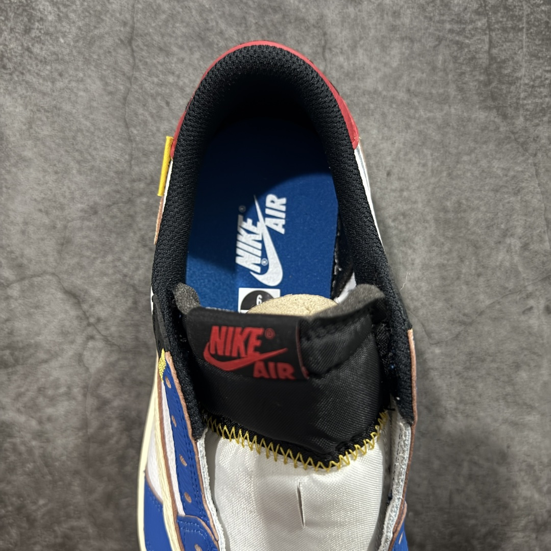 图片[8]-【DG2.0纯原】Union LA x Fragment Design x Air Jordan AJ1 Low OG SP 藤原浩三方联名四色拼接 TS联名倒钩低帮 蓝红白 DM7866-111 圈内最强倒钩系列 高端零售特供批次 产品品控稳定性领先行业 各方面均可对飙L版 良心定价不杀猪 SZ原厂全套原楦原纸板冲刀磨具开发 原厂皮料加持 原厂港宝加持定型后跟R度完美 同源原厂电绣 鬼脸飞翼针数密度立体效果一致 百分百一致原鞋 原厂拉帮工艺 针距密度一致 后跟弧度收口自然不对折 极致一眼正品既视感 进口玻璃冲刀皮料裁剪零毛边 全鞋电脑针车工艺 品控清洁度最高QC检验标准 免检产品 原厂订购鞋盒、鞋标、防尘纸、鞋撑、鞋带 追求极致的原厂味道 尺码：40 40.5 41 42 42.5 43 44 44.5 45 46 47.5 48.5-选品中心