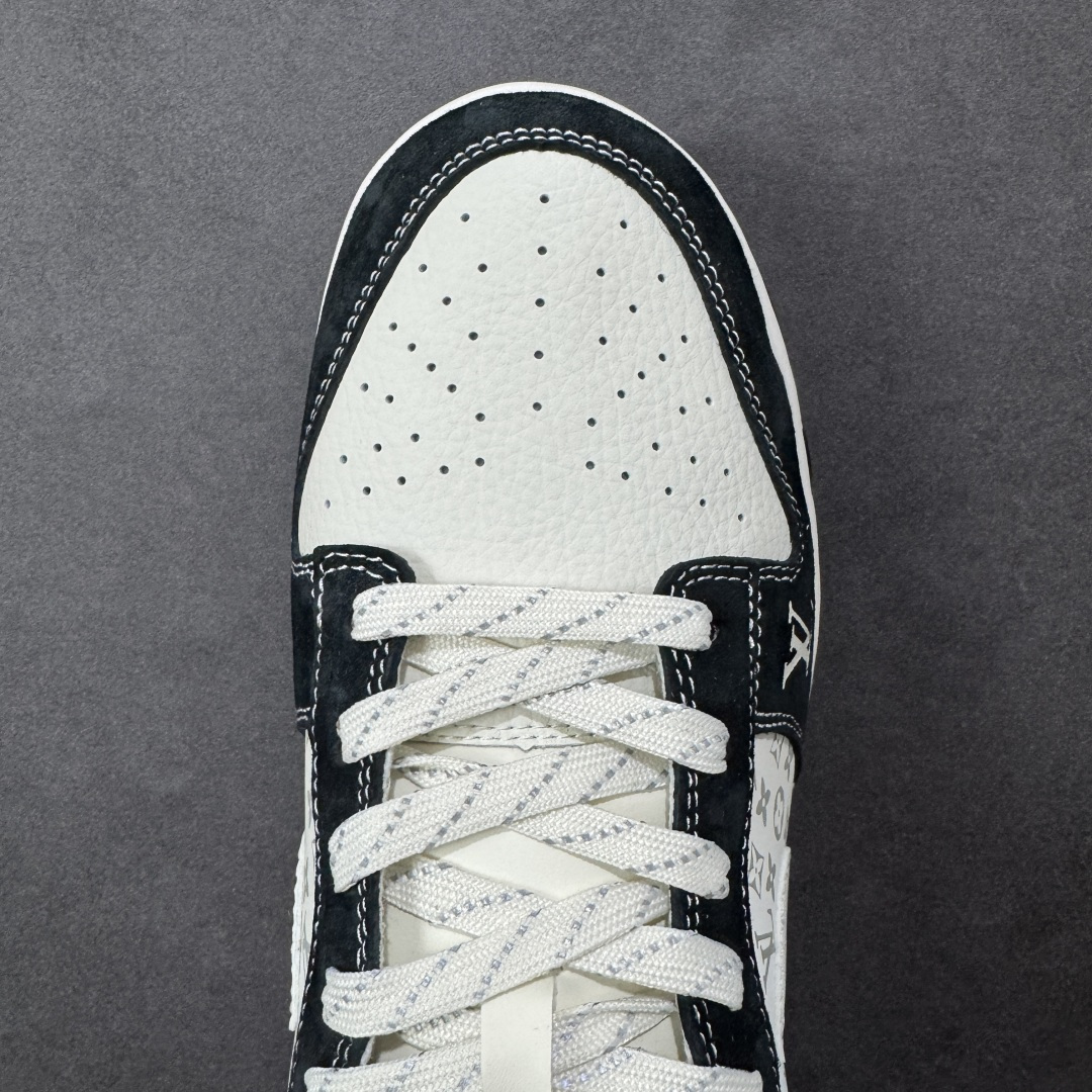 图片[8]-【定制版】Louis Vuitton x Nike Dunk SB Low 路易威登LV x 耐克 SB 低帮 黑白色 鞋身整体以白色皮革打造，搭配黑色麂皮框架覆盖层，使鞋款十分百搭，鞋舌绣标上以LV字样呈现，鞋身两侧的Swoosh Loggo采用白色点缀，后跟装饰片使用黑色制作，后跟Nike字样以白色刺绣妆点，鞋头处LV字样采用白色点缀，后跟印有LLouis Vuitton字样，彰显联名身份；最后以米白色中底搭配黑色橡胶外底完善整体设计收尾。 货号：KG6699-F02 尺码：36 36.5 37.5 38 38.5 39 40 40.5 41 42 42.5 43 44 44.5 45 编码：GLB320330-选品中心