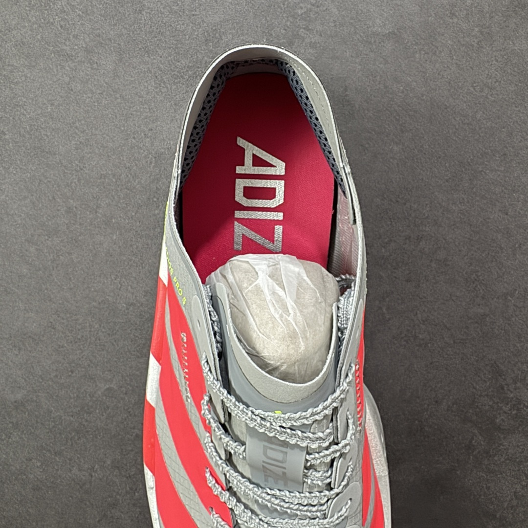 图片[7]-【TD版本】Adidas ADIZERO ADIOS 5 M 马拉松竞速专业跑鞋 CELERMESH针织网面非常轻薄 纤维间的缝隙很大 可以保证跑步时的透气、排汗效果 鞋舌直接与两侧的内衬和鞋底连接在一起 在跑步过程中不会被鞋舌的左右移动所困扰 在标准鞋带孔的基础上再拓宽一组鞋带孔 适合不同脚型的需求 突破性 EnergyRods 技术，有助于跑者实现更好的成绩 中底独特的LIGHTSTRIKE PRO泡棉材质 微弹感觉在跑步过程中给予了良好的支撑体验 对于顶级精英和高水平进阶跑者来说 ADIOS PRO是一双值得信赖的竞速比赛用鞋 货号：K18293 尺码：36 36²/₃ 37¹/₃ 38 38²/₃ 39¹/₃ 40 40²/₃ 41¹/₃ 42 42²/₃ 43¹/₃ 44 44²/₃ 45¹/₃ 编码：XSB250260-选品中心