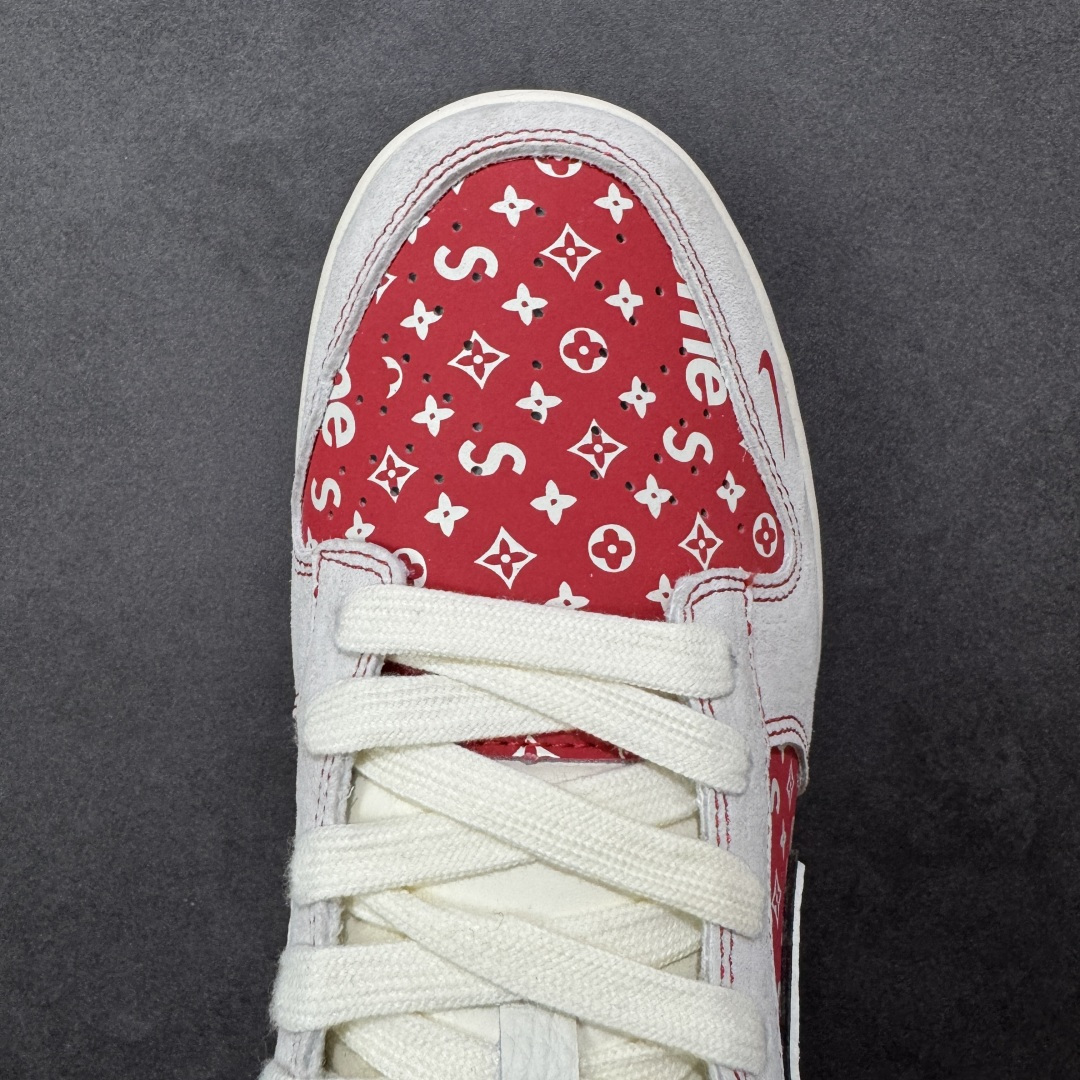 Nike SB Dunk Low 马年限定 红纹老花 高端定制 低帮休闲板鞋#白红撞色搭配满印老花图腾，