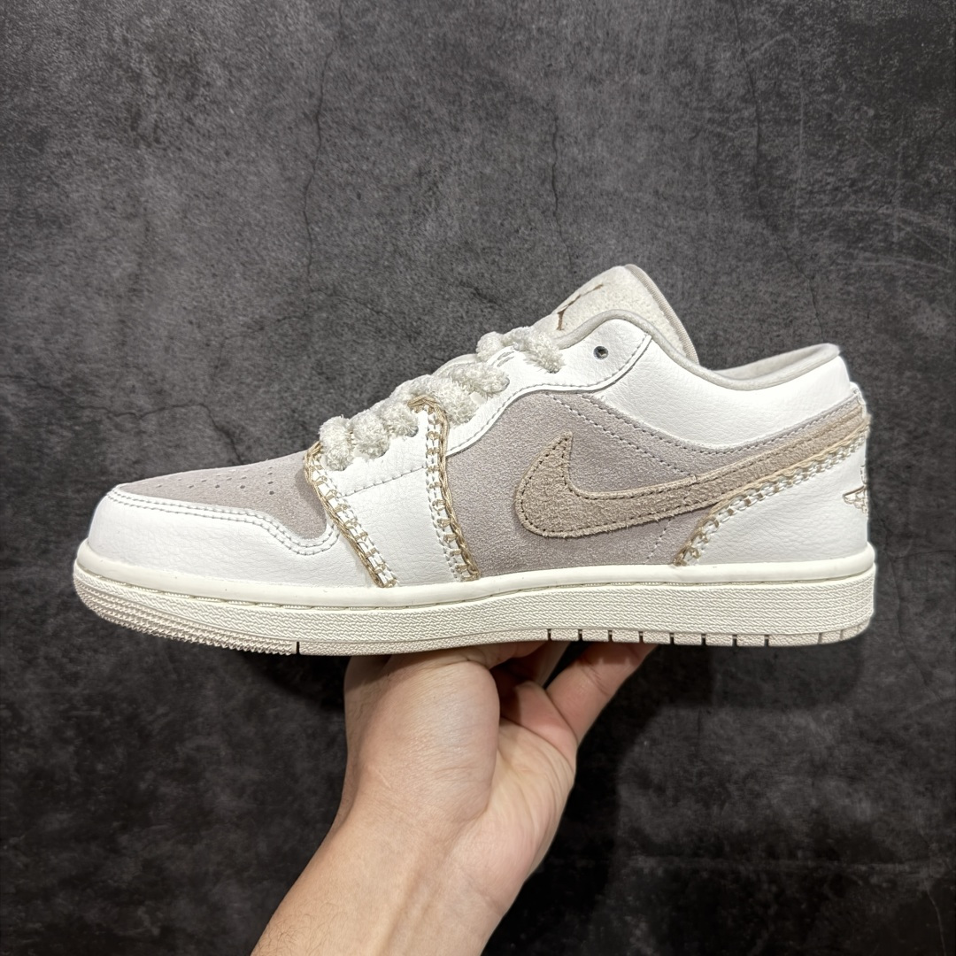 Air Jordan 1 AJ1 乔一 低帮复古篮球鞋 男女同款 米白棕色 HV4258-120市面中低