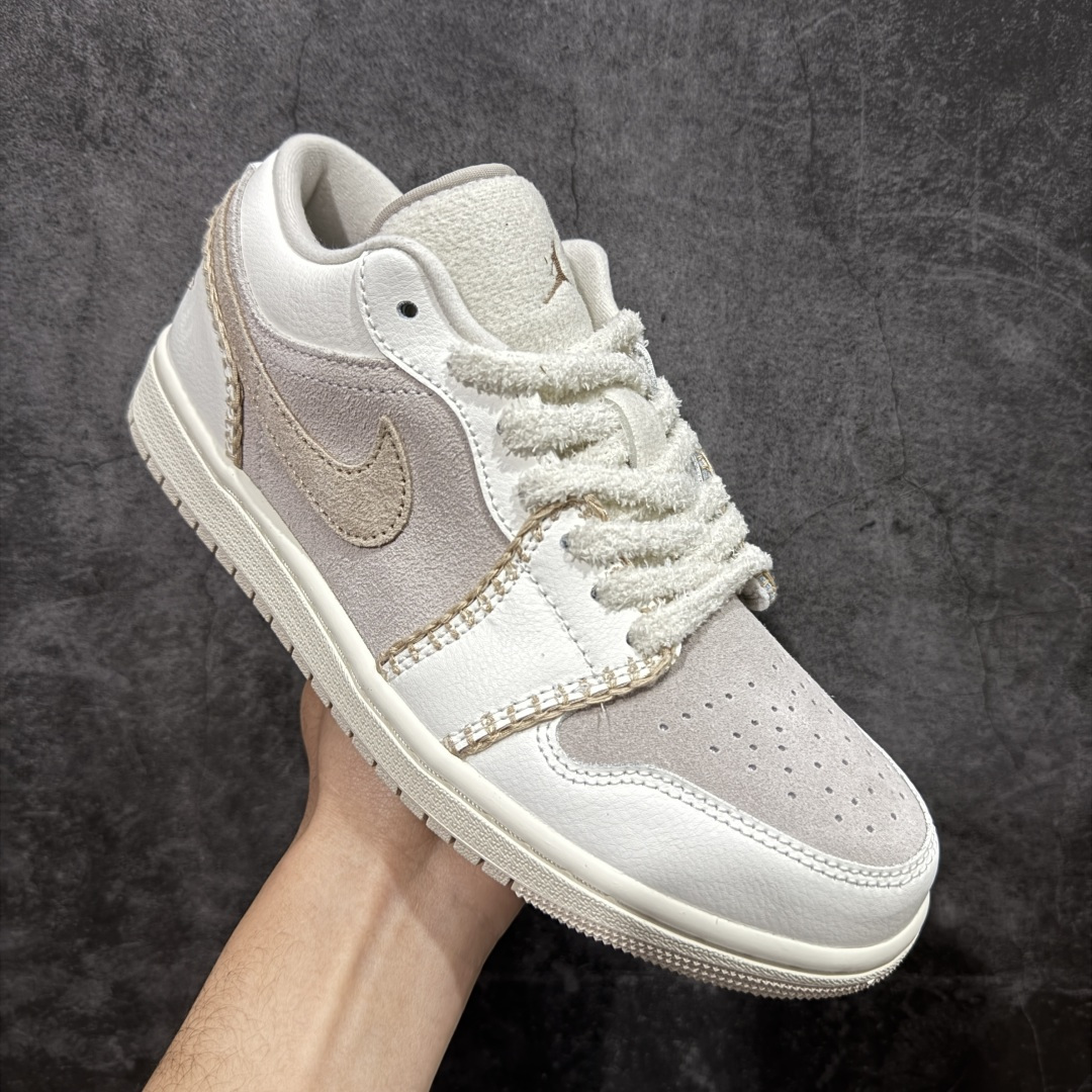 Air Jordan 1 AJ1 乔一 低帮复古篮球鞋 男女同款 米白棕色 HV4258-120市面中低