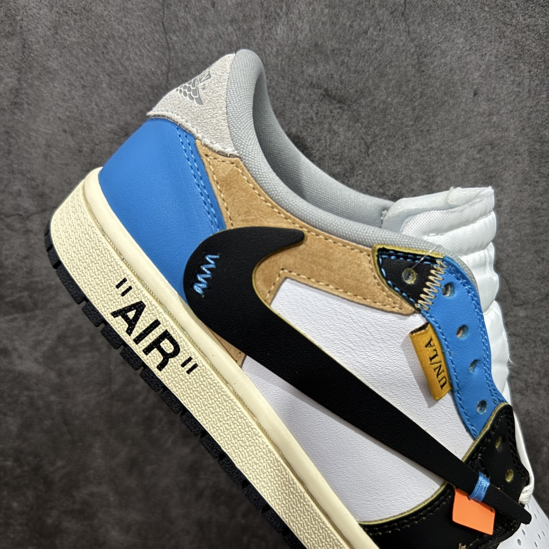 图片[7]-【原厂版】Off White x Union x Air Jordan 1 x Travis Scott AJ1 x TS联名倒钩低帮 XZ6868-006 超级强悍品质 可对比市场各大纯原版本 专业aj大厂出品 对细节的把控毋庸置疑 材料也是用最接近原鞋的头层皮料 所有地方都没有做到减配 原厂鞋楦打造完美鞋型 整体鞋型以及后跟做的弧度做的非常好 鞋带为原厂打蜡鞋带 粗细程度同步原鞋 裁片清洁度到位 无明显瑕疵毛边 免修产品 正确针车 该重针 该有尖角的地方都有做到 鞋价格非常香 转手可闭眼卖高价 到手各位就知道货有多好 绝对秒杀一切同价格货品 尺码：40-47.5-选品中心
