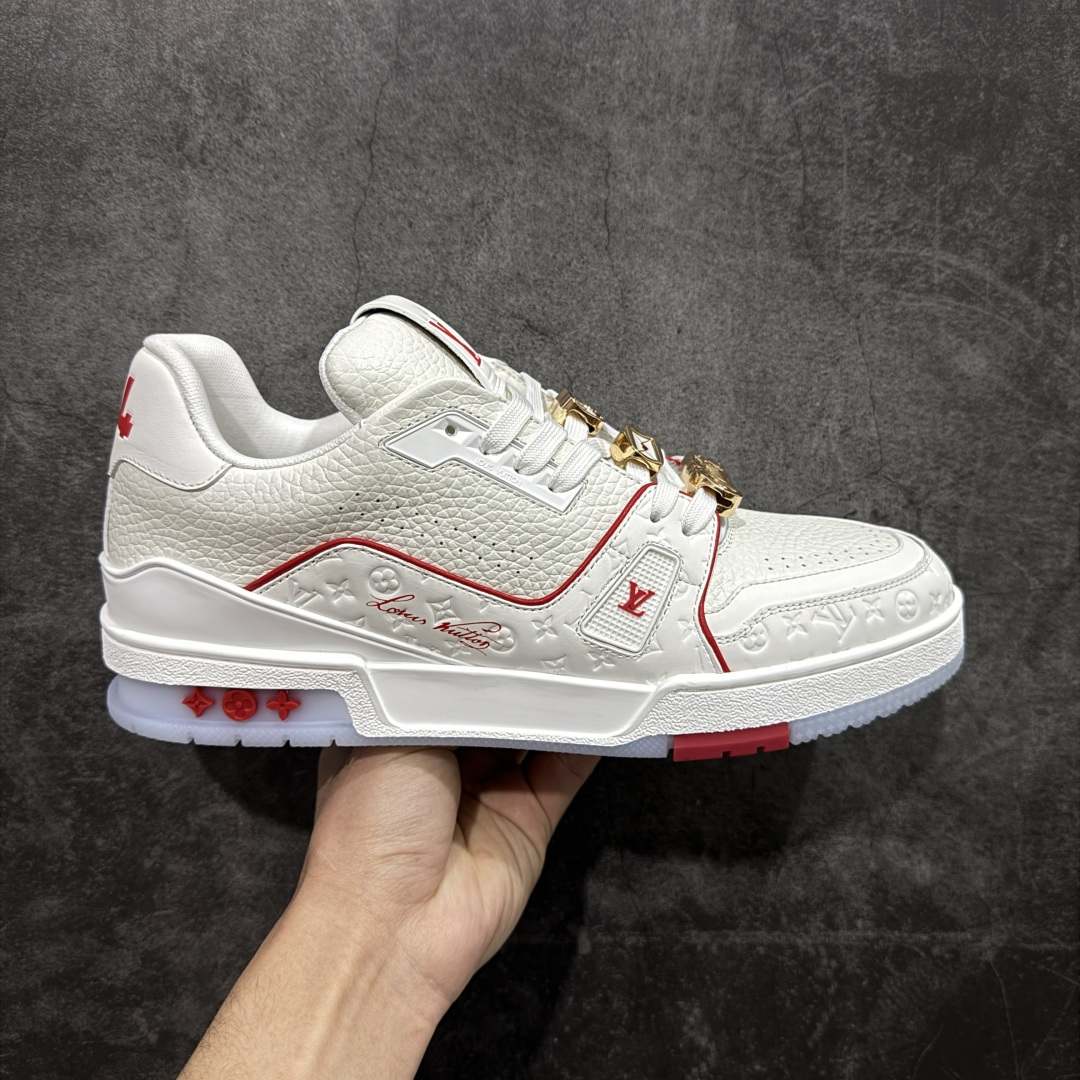 【XC版本】Louis Vuitton LV Trainer系列 新配色入库上架 邮轮限定白红 市场货一堆的东西没必要做文案吹嘘 实拍如图 所见即所得 细节细揣摩 让你感受真正的好货 尺码: 39 40 41 42 43 44 45 46-选品中心