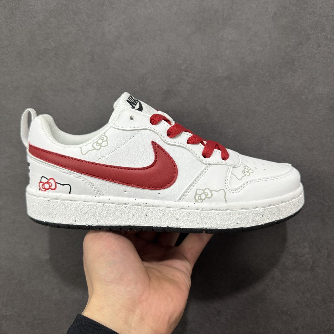 【公司级】Nike Court Borough V 蝴蝶结GS 白红 货号：DV5456-104 尺码：35-40-选品中心