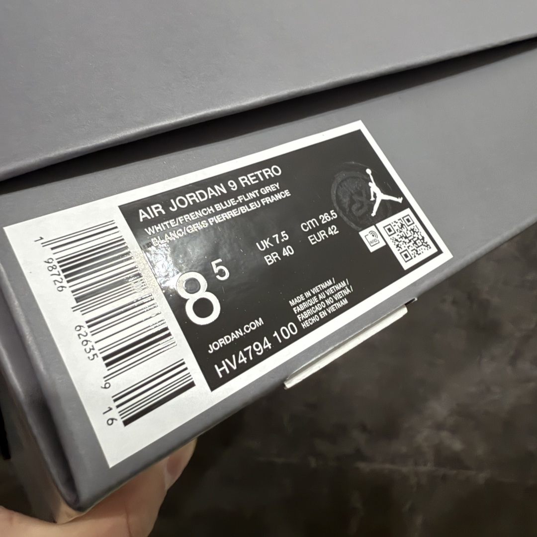 图片[8]-【XP纯原】AJ9白灰 高帮 法国蓝 Air Jordan 9 “Flint Grey” White/French Blue-Flint Grey 外贸特供批次 原楦原档案数据开模打造 原厂中底拉帮钢印 货号：HV4794-100 尺码：40 40.5 41 42 42.5 43 44 44.5 45 46 47.5-选品中心