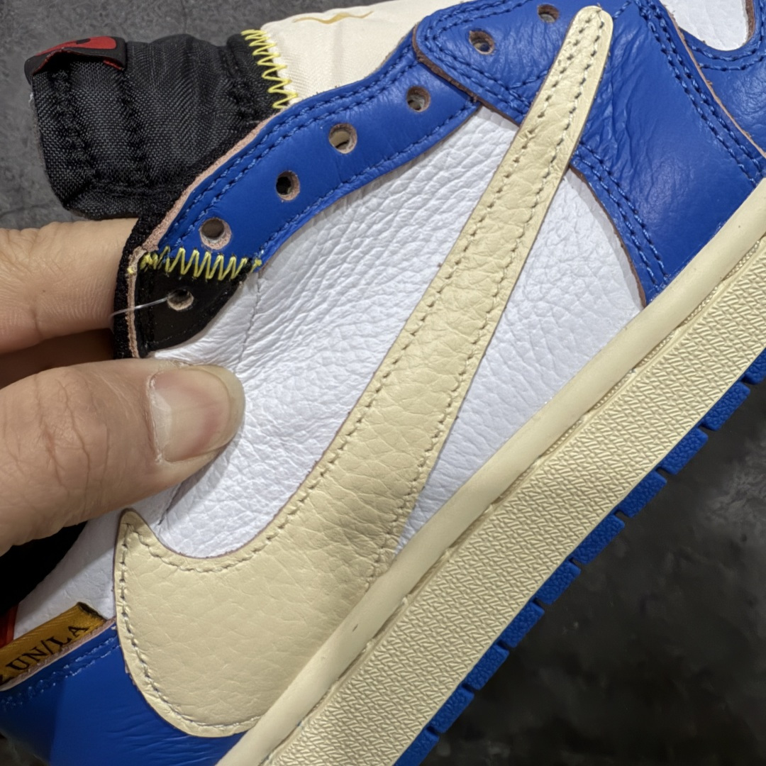 图片[3]-【原厂版】Union LA x Fragment Design x Air Jordan AJ1 Low OG SP 藤原浩三方联名四色拼接 TS联名倒钩低帮 蓝红白 DM7866-111 超级强悍品质 可对比市场各大纯原版本 专业aj大厂出品 对细节的把控毋庸置疑 材料也是用最接近原鞋的头层皮料 所有地方都没有做到减配 原厂鞋楦打造完美鞋型 整体鞋型以及后跟做的弧度做的非常好 鞋带为原厂打蜡鞋带 粗细程度同步原鞋 裁片清洁度到位 无明显瑕疵毛边 免修产品 正确针车 该重针 该有尖角的地方都有做到 鞋价格非常香 转手可闭眼卖高价 到手各位就知道货有多好 绝对秒杀一切同价格货品 尺码：36-47.5-选品中心