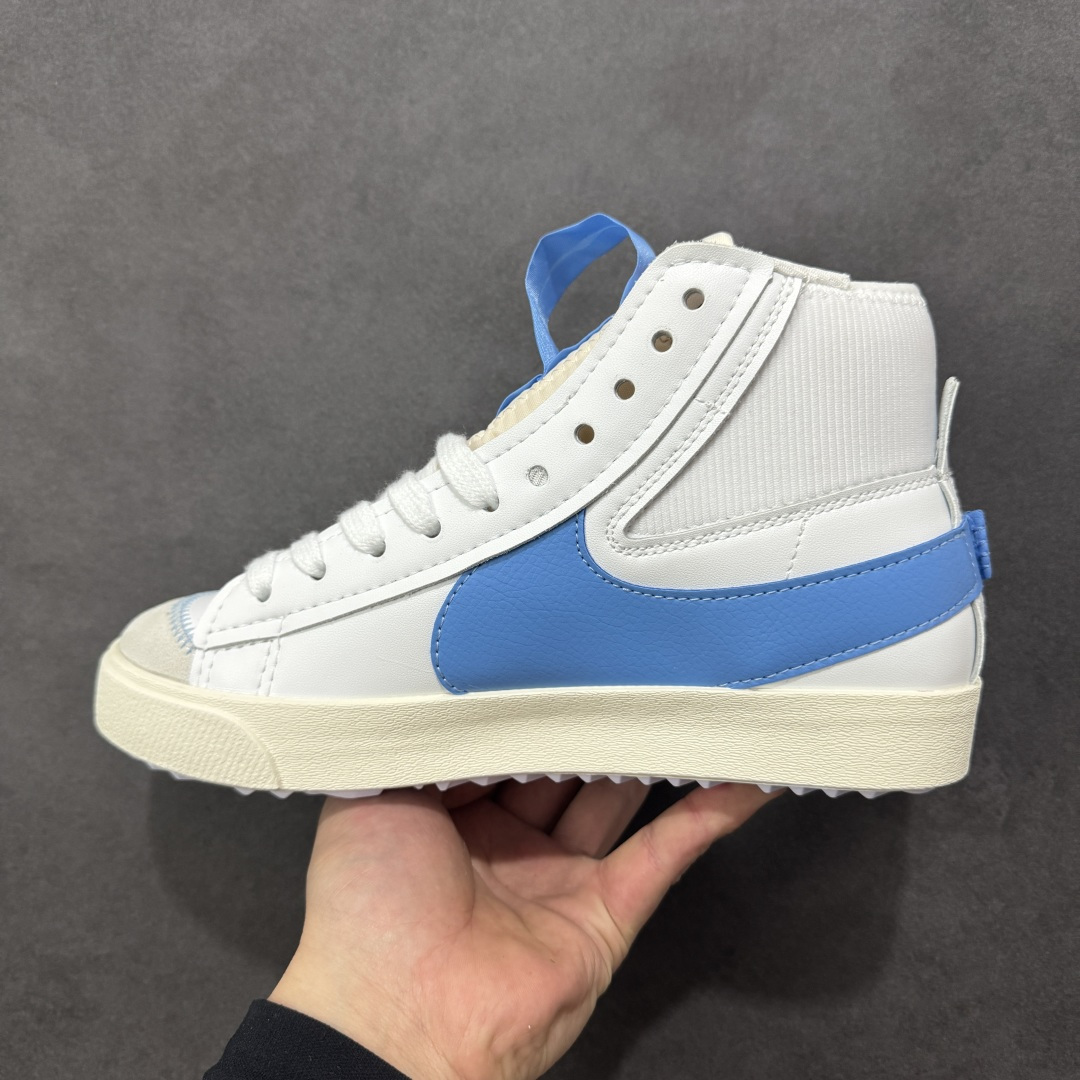 图片[2]-特价【公司级】Nike Blazer Mid ‘77 jumbo ”解构设计 中帮 板鞋 男女同款 白蓝 经典百搭中帮开拓者休闲运动板鞋 真硫化铝楦制作 原厂布料拼接 独家裁片完美鞋型 台湾进口软感荔枝头层皮 原盒真标 正确环保中底 货号：DD3111-103 尺码：36 36.5 37.5 38 38.5 39 40 40.5 41 42 42.5 43 44 45-选品中心