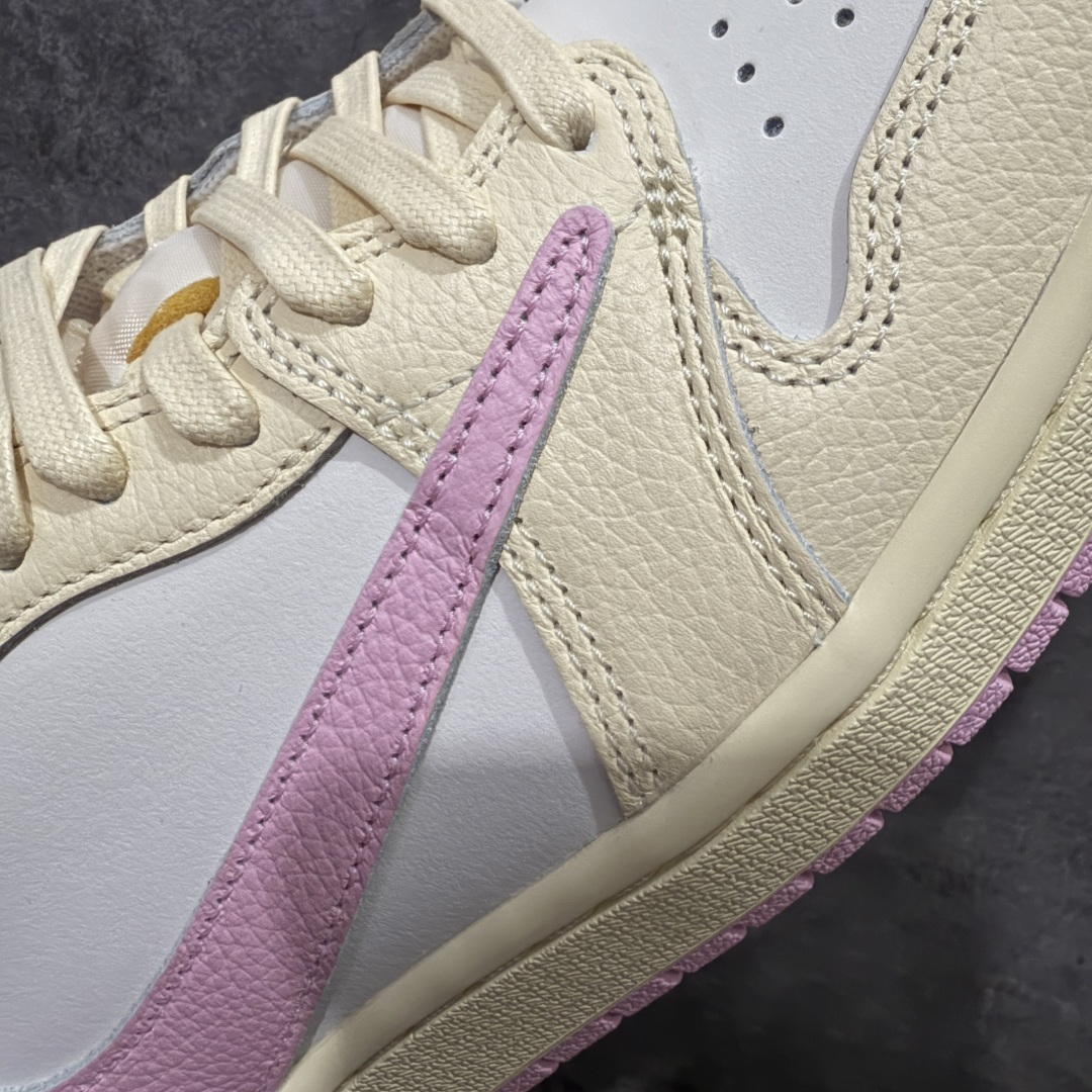 图片[4]-【FK纯原】Travis Scott x Air Jordan AJ1 Low OG SP TS联名白浅粉倒钩低帮 DZ4137-206DM7866-200 正确版本 正确细节做工 爱心织唛标 情人节鞋垫 知名大厂出品 纯原第一梯队版本 产品品控稳定性领先行业 各方面均可对飙市面通货版 SZ原厂全套原楦原纸板冲刀磨具开发 原厂皮料加持 原厂港宝加持定型后跟R度完美 同源原厂电绣 鬼脸飞翼针数密度立体效果一致 百分百一致原鞋 原厂拉帮工艺 针距密度一致 后跟弧度收口自然不对折 极致一眼正品既视感 进口玻璃冲刀皮料裁剪零毛边 全鞋电脑针车工艺 品控清洁度最高QC检验标准 免检产品 原厂订购鞋盒、鞋标、防尘纸、鞋撑、鞋带 追求极致的原厂味道 尺码：36-48.5-选品中心