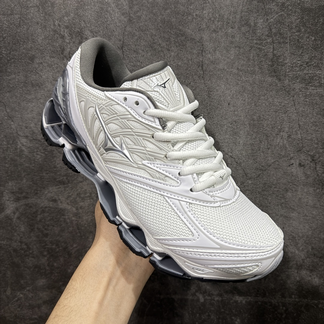 图片[3]-【纯原版】Mizuno 美津侬 WAVE PROPHECY 14S 复古时尚休闲舒适运动跑步鞋 美津浓WAVE机械缓震 可以说是机械缓震跑鞋科技的翘楚有着非凡的适应性，有着充分而持久的缓震能力和轻量化设计，是一双可以陪伴我们日常训练甚至是半马比赛的跑鞋，无论是“跑步初哥”还是“精英老鸟”，只要不是比较夸张的大体重人群，都可以穿着WAVE RIDER 来跑步。如果你不知道跑步穿什么鞋，不知道给别人推荐什么鞋，那么选“美津浓 ” 尺码：36-45-选品中心