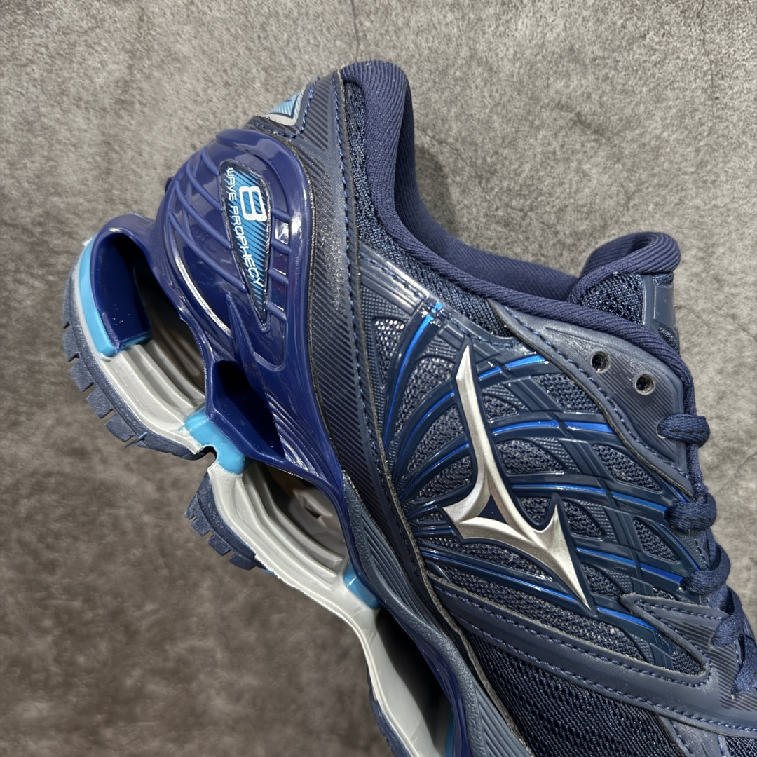 图片[7]-【纯原版】Mizuno 美津侬 WAVE PROPHECY 14S 复古时尚休闲舒适运动跑步鞋 美津浓WAVE机械缓震 可以说是机械缓震跑鞋科技的翘楚有着非凡的适应性，有着充分而持久的缓震能力和轻量化设计，是一双可以陪伴我们日常训练甚至是半马比赛的跑鞋，无论是“跑步初哥”还是“精英老鸟”，只要不是比较夸张的大体重人群，都可以穿着WAVE RIDER 来跑步。如果你不知道跑步穿什么鞋，不知道给别人推荐什么鞋，那么选“美津浓 ” 尺码：36-45-选品中心