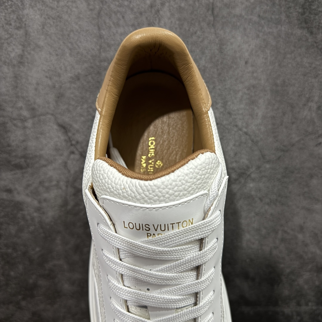 图片[8]-【YS版】LV 舒畅 低帮板鞋 Logo鞋面 法国顶级高奢品牌·路易威登LOUIS VUITTON Beverly Hills 皮革 系带 时尚板鞋 男款 舒畅系列配件抽屉礼盒 防尘布袋 身份卡 小票 采用软质粒面头层牛革拼接制成鞋面材质 高密度电脑车线工艺 小牛真皮内里贴附PU超软脚感乳胶鞋垫 外置隔色厚实橡胶大底  尺码：40 41 42 43 44 45-选品中心