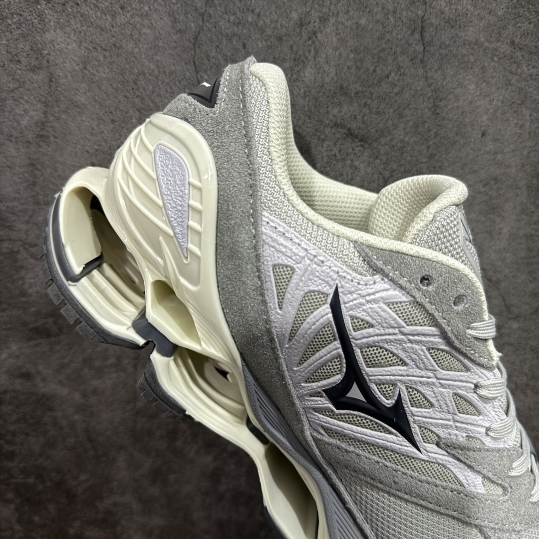 图片[7]-【纯原版】Mizuno 美津侬 WAVE PROPHECY 14S 复古时尚休闲舒适运动跑步鞋 美津浓WAVE机械缓震 可以说是机械缓震跑鞋科技的翘楚有着非凡的适应性，有着充分而持久的缓震能力和轻量化设计，是一双可以陪伴我们日常训练甚至是半马比赛的跑鞋，无论是“跑步初哥”还是“精英老鸟”，只要不是比较夸张的大体重人群，都可以穿着WAVE RIDER 来跑步。如果你不知道跑步穿什么鞋，不知道给别人推荐什么鞋，那么选“美津浓 ” 尺码：36-45-选品中心