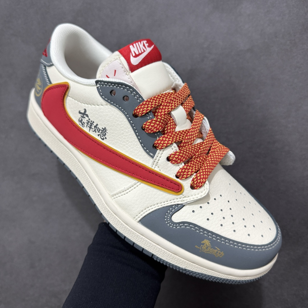 图片[3]-【定制版】Air Jordan 1 Low AJ1 乔1马年限定 马年祥运 高端定制 低帮复古篮球鞋 JJ2508-104  #定制鞋盒 大厂纯原品质出货 超高清洁度 皮料切割干净无任何毛边 细节完美  尺码：36 36.5 37.5 38 38.5 39 40 40.5 41 42 42.5 43 44 44.5 45-选品中心