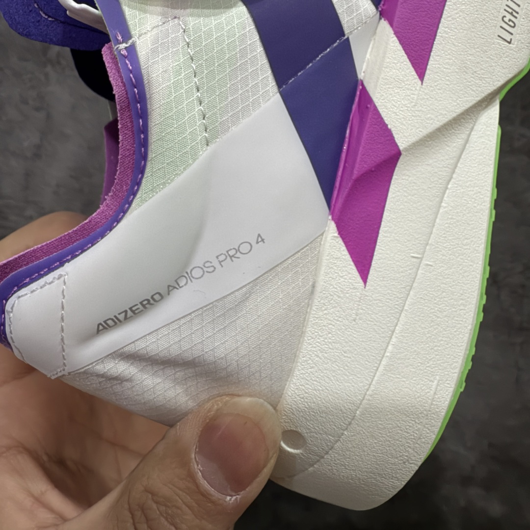 图片[3]-【NO.1纯原】Adidas Adizero Adios Pro 4 M竞训跑步鞋 JR1656 市场独一档品质 区别所有版本 原鞋购入开发数月 原材料 原档案打造 细节版型一比一 独立双层组合底私模. 搭配ENERGYRODS 2.0真碳柱，每一步都动力满满 鞋面用的是Lightlock技术，轻透又贴合，就像给脚定制的一样。 中底是全掌Lightstrike Pro泡棉，软弹感超绝 真正一比一还原真实脚感💪🏻 尺码：36 36.5 37 38 38.5 39 40 40.5 41 42 42.5 43 44 44.5 45 46-选品中心