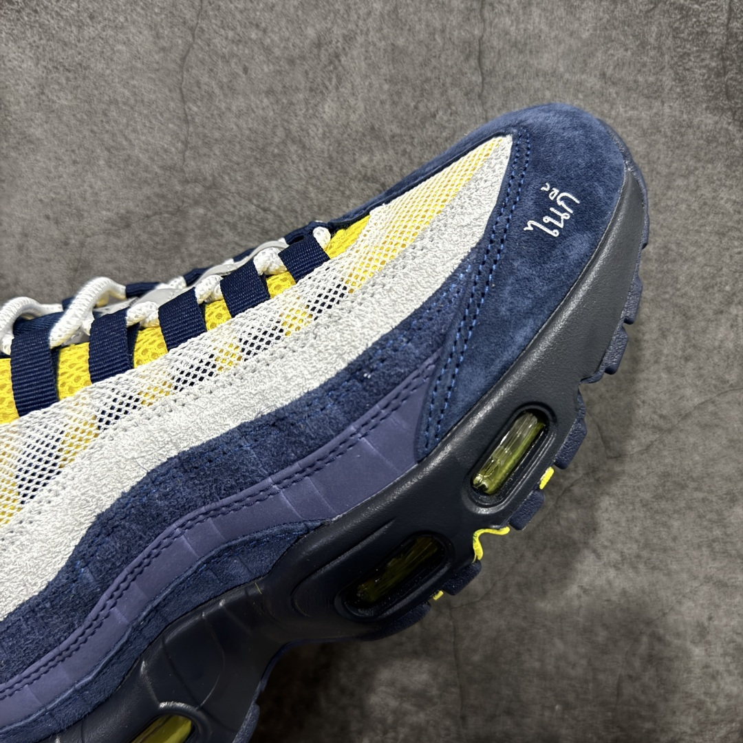 图片[6]-【顶级芯片版】Eric Koston x Nike Air Max 95 \”Obsidian and Speed Yellow\” 蓝白 货号：HQ8492-400 顶级版 开发数月 原版开发 多道QC质检 鞋型完美复刻 原厂级别工艺 正确色卡 正确气垫蓝光 正确大底 独家私模 采用进口头层牛皮拼接 定位高端市场 行业标杆工艺 尺码：40 40.5 41 42 42.5 43 44 44.5 45 46-选品中心