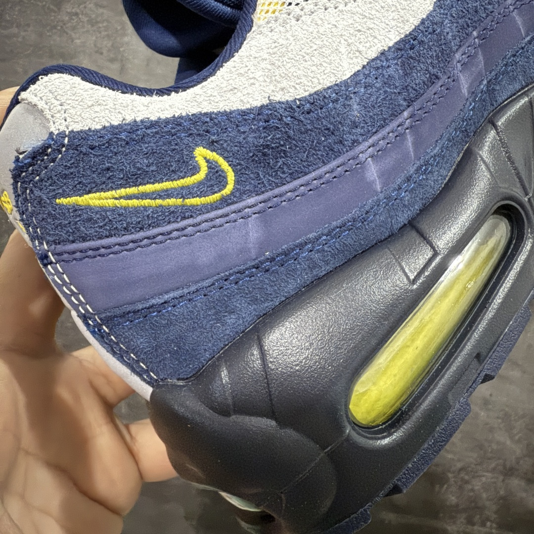 图片[3]-【顶级芯片版】Eric Koston x Nike Air Max 95 \”Obsidian and Speed Yellow\” 蓝白 货号：HQ8492-400 顶级版 开发数月 原版开发 多道QC质检 鞋型完美复刻 原厂级别工艺 正确色卡 正确气垫蓝光 正确大底 独家私模 采用进口头层牛皮拼接 定位高端市场 行业标杆工艺 尺码：40 40.5 41 42 42.5 43 44 44.5 45 46-选品中心