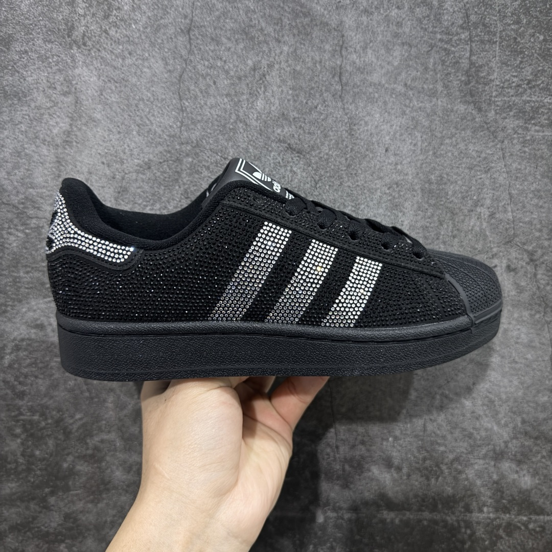 【纯原版】adidas originals Superstar 2 经典舒适 板鞋 女款 黑银 贝壳头系列低帮经典百搭休闲运动板鞋 防滑耐磨 男女同款 货号:IH4200 号码:35-45-选品中心