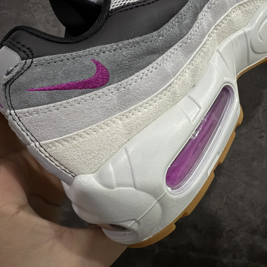 图片[3]-【顶级芯片版】Nike Air Max 95 浅灰紫色 货号：HF7545-100 顶级版 开发数月 原版开发 多道QC质检 鞋型完美复刻 原厂级别工艺 正确色卡 正确气垫蓝光 正确大底 独家私模 采用进口头层牛皮拼接 定位高端市场 行业标杆工艺 尺码：40 40.5 41 42 42.5 43 44 44.5 45 46-选品中心